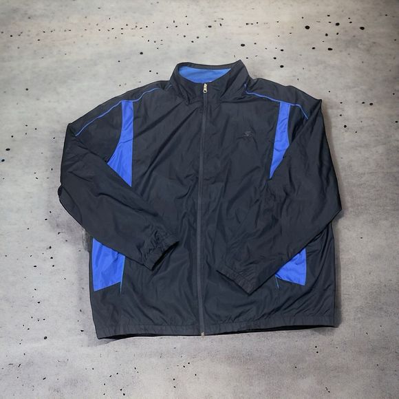 STARTER Mens Tracksuit Top‎ Jacket 2XL Navy Blue EUC Y2K - Picture 1 of 15
